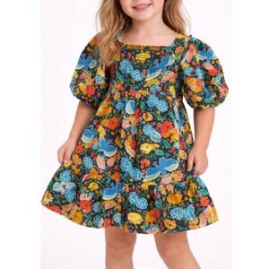 Briton Court Girls Multicolor Floral Puff Sleeve Tiered Dress Size 3
